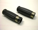 Black Rubber Grips with Antique Brass band for HD 1973 thru 1995